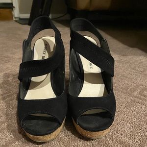 Women’s wedge open toe sling back shoes sz 7